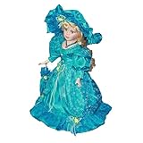 Perfeclan Dress Up Porzellanpuppe, Miniatur Porzellanfigur, Altmodisch, mit Hut Und Haar, Keramikpuppe Im Kleid für Tischdekoration