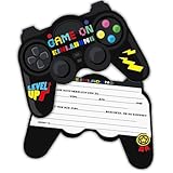 ZELAITE 12x Video Gaming Spiel Party EINLADUNGSKARTEN KINDERGEBURTSTAG Junge Mädchen, Gaming Party Einladung, Einladungskarten Kindergeburtstag (D)