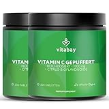 Vitabay Vitamin C Hochdosiert 1000mg - 1000 Vegane Time Released Tabletten Vitamin C Gepuffert - Vit C mit Citrus Bioflavonoide - Vitamine C mit zeitverzögerter Abgabe - Laborgeprüft