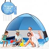Strandmuschel Pop Up Zelt,Tragbar Extra Light Automatisches Strandzelt UPF 50+ wurfzelt Sun Shelter für 3-4 Personen Beach Zelt Familien Sonnenschutz Strand Camping, Wanderausflug, Garten