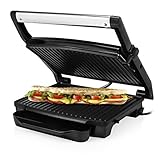 Princess Kontaktgrill - Panini Grill mit Edelstahlasuführung, 2000 Watt, 0,75m Kabellänge, 30x24cm Grillfläche, antihaftbeschichtet, 112415