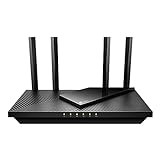 TP-Link Archer AX55 Wi-Fi 6 WLAN Router, 2402 Mbit/s 5 GHz, 574 Mbit/s 2,4 GHz, 4 × Gigabit LAN-Ports, 1 × USB 3.0 Port, unterstützt keine DSL-Funktion, Schwarz