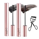 Onlymay Mascara Wasserfeste Wimperntusche, Onlymay Mascara, Onlymay Mascara Mit Kamm, Onlymay Augen-Make-up, 3D-wasserfeste Wimperntusche Mit Wimperneisen (Black+Brown)