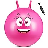 Hestya 65 cm Hüpfball mit Griff Pumpe Lächelndes Gesicht Hopper Ball Großer Sprungball Aufblasbarer Sprungball für Kinder und Erwachsene Springen Outdoor Indoor Aktivität Yoga