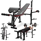 Hop-Sport Hantelbank klappbar, verstellbare Fitnessbank mit Beinstrecker, Butterfly, Curlpult & Langhantelablage, Krafttrainingsgerät für Zuhause, 240 kg Max. Belastbarkeit der Hantelbank