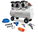 Starkwerk SW 477/8 Flüsterkompressor Silent Kompressor 2,25kW !69 dB! 8Bar ölfrei 100L Kessel Druckluftkompressor leise Compressor inklusive Druckminderer und Wasserabscheider