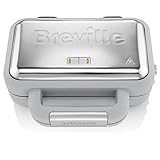 Breville DuraCeramic Waffeleisen | Antihaftbeschichtung und leichte Reinigung + tiefe, abnehmbare Platten | Grau/Silber | [VST072X]