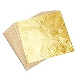 KUUQA 100 Blatt Blattgold Imitation für Kunstprojekt Handwerk Dekoration (14x14cm)