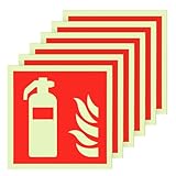 Szaboviktoria 6 Stück PVC Feuerlöscher Schild 15 x 15 cm, Piktogramm Feuerlöscher, Brandschutztür Aufkleber, Feuerlöscher Aufkleber, Für Haus Büro Baustelle Und Auto