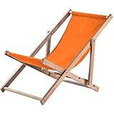 KADAX Liegestuhl, Strandstuhl aus Holz, Sonnenliege bis 120kg, Liege aus Buchenholz, Holzklappstühle, Strandliege, Klappliege für Strand, Holz-Liegestuhl (Orange)