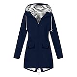 MINYA Jacke mit Kapuze, winddicht, für Damen, Regen, Outdoor-Jacke, wasserdicht, mit Kapuze, Regenschutz, winddicht, Outdoor-Kleidung, Outwear, Jacke, Mantel, Winter, 55-Marineblau, 46