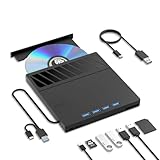 Yaeonku Externes Blu Ray CD DVD Laufwerk USB 3.0 Type-C 3D BD Externer CD/DVD Blu ray Brenner with 4 USB Ports and 2 SD Card Portable Bluray Laufwerk Drive für for Laptop PC Linux Windows Mac OS
