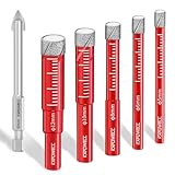 KAFUWELL Fliesenbohrer Diamantbohrer Professional Set 6tlg, 5-12mm Glasbohrer & 6mm Karbid-Anbohrer für Keramik, Granit, Glas, Porzellan, Fliesen, harte Fliesen, Feinsteinzeug, Stein