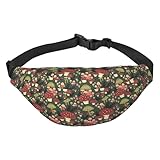 Bright Mushrooms Art Universal-Gürteltasche für Damen und Herren, verstellbar, für Wandern, Reisen, Laufen, groß, wasserdicht, Crossbody-Tasche, Hüfttasche, Schwarz , Einheitsgröße