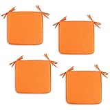 EXQULEG Stuhlkissen Platz Stuhlkissen Sitzauflage Sitzpolster Kissen Gepolstert Vorteilspack für Indoor und Outdoor, 40 x 40 cm (Orange,4er Set)