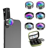 Textiluxe 6 in 1 Linse Für Handy Kamera, Makro objektiv Handy, fisheye Lens 205°,Weitwinkel 140°,Makroobjektiv (25x),Starlight-Objektiv,ND32/CPL Objektiv für iPhone und die meisten Smartphones