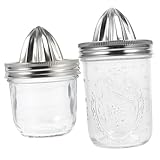 BESPORTBLE 2 Stück Zitronenpresse Aus Edelstahl Mit Glas – Manuelle Saftpresse Für Zitrusfrüchte - Ideal Für Orangen - Limetten Und Mehr Inkl Einmachglas Deckel – Perfekt Für Frischen Saft