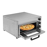 Pizza-Backofen, 2000W Pizzaofen Elektrisch, 20L 40x40x12cm Pizza Ofen Elektro, 50-350℃ Temperaturbereich Pizzaofen Backofen 0-60 min Timing