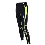Airtracks Herren Winter Thermo Laufhose Lang Jogginghose Trainingshose Jogginghose Fitnesshose Leggings Fahrradhose - schwarz-neon - L