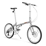 ROCKBROS VDs 20 Zoll Faltrad 8-Gang Altus Schaltung Klapprad, Leichtes Faltfahrrad City Bike Quick Fold für Stadt & Pendeln Silber