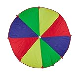 Relaxdays Schwungtuch Kinder, Ø 3,5m, 8 Griffe, Schwingtuch, Bewegungsspiel für Kindergeburtstage, Fallschirmspiel, bunt