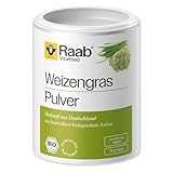 Raab Vitalfood Bio Weizengras-Pulver 75 g, für Smoothies, mit Folsäure, glutenfrei, vegan, hergestellt und laborgeprüft in Deutschland