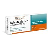 Reisetabletten-ratiopharm – Zur Vorbeugung und Behandlung von Reisekrankheit wie zum Beispiel Übelkeit, Schwindel und Erbrechen. Für angenehmeres Reisen für die ganze Familie, 20 Tabletten