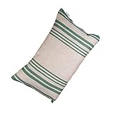 FinTec gestreiftes Saunakissen Streifen grün I 400 x 200 mm | 70% Leinen, 30% Baumwolle & 100% Polyester-Hohlfaser I Waschbar I Atmungsaktiv I Hygienisch