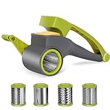 MASTERTOP Käsereibe mit Kurbel,4 in1 Rotierende Rotary Käsereibe mit 4 Edelstahltrommel, Rotierende Trommelreibe Gemüseschneider Reibe für Hartkäse, Schokolade,Nüssen, Gewürzen