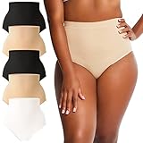 INNERSY Bauchweg Unterhose Damen High Waist Kaiserschlüpfer Weich Miederhose Taillenslip Mehrpack 5 (XL, 2 Schwarz/2 Beige/1 Weiß)