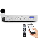 Auna Verstärker, HiFi Stereo Mini Verstärker, HiFi-Verstärker mit Bass & Treble Regler, 2 Kanal Audio-Verstärker, Stereo-Verstärker & Lautsprecher mit Fernbedienung & DAB Radio, AV Receiver