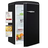 Exquisit Retro Vollraumkühlschrank RKS120-V-H-160E mattschwarz | Nutzinhalt: 122 L | Ohne Gefrierfach