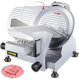 VEVOR Aufschnittmaschine Gastro Allesschneider Edelstahl 10 Zoll Schneidemaschine Küche Schnittstärke 0-17 mm Meat Slicer Electric Slicer für Fleisch Gemüse Obst Restaurants, Silber