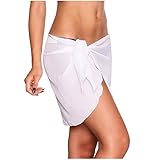 Damen Schwimm-Sarong, einfarbig, Strandbekleidung, Röcke, Schal, Sommerurlaub, Wickelkleid, Badeanzug, Wickelrock, Überziehen, weiß, Einheitsgröße