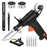 Industrieller Schweißpistole, Automatische Lötpistole Kit, Handschweißgerät für Leiterplatten Reparatur, Schweißgerät Set mit 5 Lötspitzen, 2 Rollen Zinndraht, ESD-sichere Pinzette(EU PLUG)