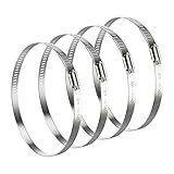 NEBURORA 118-140mm Schlauchschellen, 4 PCS Einstellbare 304 Edelstahl Rohrschellen Schneckenantrieb Schlauchschellen, Schlauchschelle Gelten Für Trockner Entlüftungsluftkanal, Automobil-Tubing