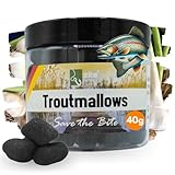 Zite Fishing Trout Mallows Forellenköder - Hochfängiger Forellenteig auftreibend - Troutmallows Starke Aromen & Leuchtende Farben 40g Dose Forellen Köder Grundmontage Naturködern (Knoblauch schwarz)