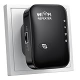 WLAN Verstärker, 300Mbit/s 2.4GHz WiFi Verstärker, WiFi Extender Booster, WLAN Repeater mit Repeater/AP Modus und WPS-Funktion Internet Verstärker, Kompatibel zu Allen WLAN Geräten (Schwarz)