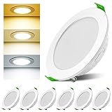 Asstikoo LED Einbaustrahler 230V Dimmbar, 7W Einbauleuchten Deckenspots Deckenstrahler Warmweiß/Neutralweiß/Kaltweiß Auswählbar, IP44 Ultra Flach LED Spots für Badezimmer Wohnzimmer, 6er Set