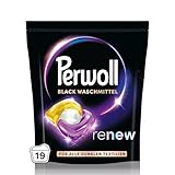 Perwoll Renew Caps Black Waschmittel (19 Wäschen), All-in-1 Waschmittel Caps reinigen sanft und erneuern Farben & Fasern, für alle dunklen Textilien, mit Dreifach-Renew-Technologie
