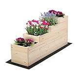 MODO24 Hochbeet Holz, 4-stufiger Pflanzkasten, Blumenkasten, Gemüsebeet, Kräuterbeet, Anzuchtset, Anzuchtkasten, mit Gartenvlies als Unterlage und Schrauben, Abmessungen 54x30x120 cm, Farbe: Natur