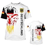 Deutschland T-Shirt Herren Damen, Totenkopf Design mit Deutschlandflagge, Trikot, Kurzarm Polyester,Fußball Tshirt (DE/NL/SE/PL, Alphanumerisch, XL, Regular, Regular, Germany 2)