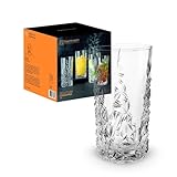 Nachtmann Longdrinkgläser Set 420 ml, 4 Stück, Sculpture, 101967, Cocktailgläser aus Kristallglas, Trinkgläser spülmaschinenfest
