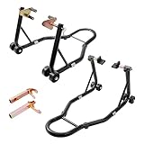 VEVOR Motorrad Ständer Set Montageständer Hinten & Vorn 0,39 t Belastbar, U-Type + L-Type + Doppelgabelköpfe, 225–350 mm / 230–330 mm / 165–240 mm Rollbarer Montageständer Montagelift Montageheber
