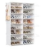 PPQIRU Schuhregal Schuhregal-Organizer, Aufbewahrungsschrank for 32 Paar Schuhe mit Tür, erweiterbare Schuhregale aus Kunststoff for Schrank, Eingangsbereich, Flur, Schlafzimmer