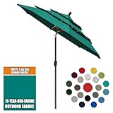 Eurmax USA Marktschirm mit 3 Ebenen, 3 Ebenen, für den Außenbereich, Terrassenschirm, Tischschirm mit 8 Rippen, Handkurbel und Belüftung, Blaugrün