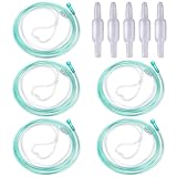 YUZHEDM 5 STK Nasenbrille für Sauerstoffgerät, Sauerstoffschlauch, Nasenbrille，Sauerstoff-Nasenkanülen, Enthält 5 STK 2m Nasenschläuche für Erwachsene & 5 STK Schlauch-Drehverbinder