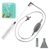 Siphon Bodenreiniger für Aquarien, Mulmsauger Aquarium, Aquarium Sauger Bodengrund Reinigen, Zwei Arten Von Saugköpfen, Wasserwechsel in Sekunden, für Kleine Becken Und Große Aquarien(Gray,2.6M)