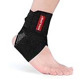 Hnlife Fußbandage, Einstellbar Sprunggelenkbandage, Atmungsaktiv Knöchelbandage, Sport schützen Fußgelenkbandage, Laufen, Wandern, Bergsteigen, Eine Grösse passt allen Fußgelenk (Schwarz)