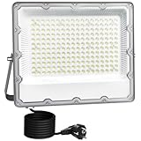 MEEKBOS LED Strahler Außen 200W, Superhell 20,000LM LED Fluter mit Stecker, Flutlichtstrahler,6500K Kaltweiß,IP66 Wasserfest Aussenstrahler für Outdoor Sicherheitsbeleuchtung,Hinterhof,Garten